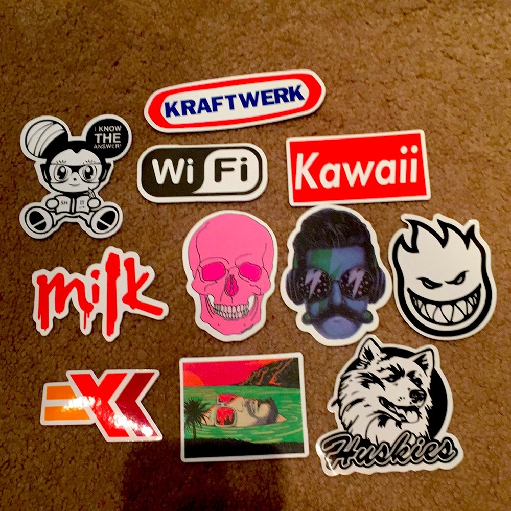 11 assorted stickers